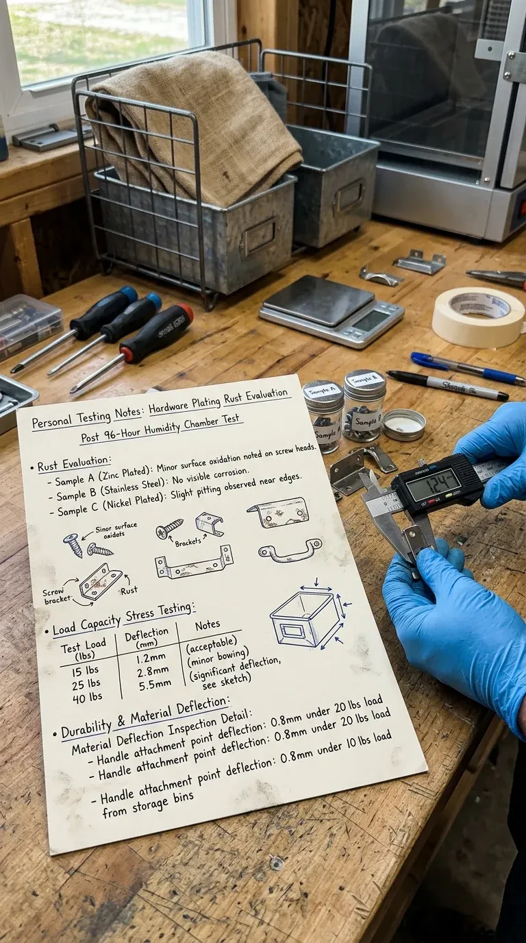 Hardware plating comparison showing rust resistance