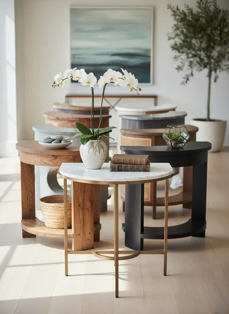 Professional SEO visualization for 12 Stunning Half Moon Entryway Tables to Elevate Your Small Foyer