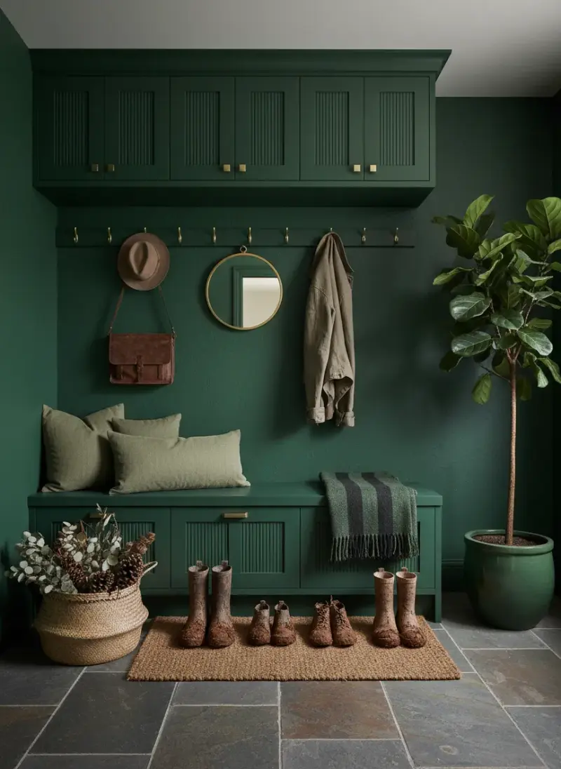 15 Forest Green Mudroom Ideas for a Bold, Earthy Entryway