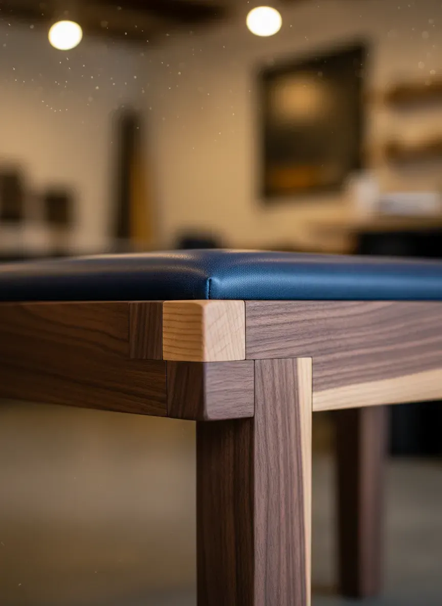 Detailed view of bench joinery and material quality