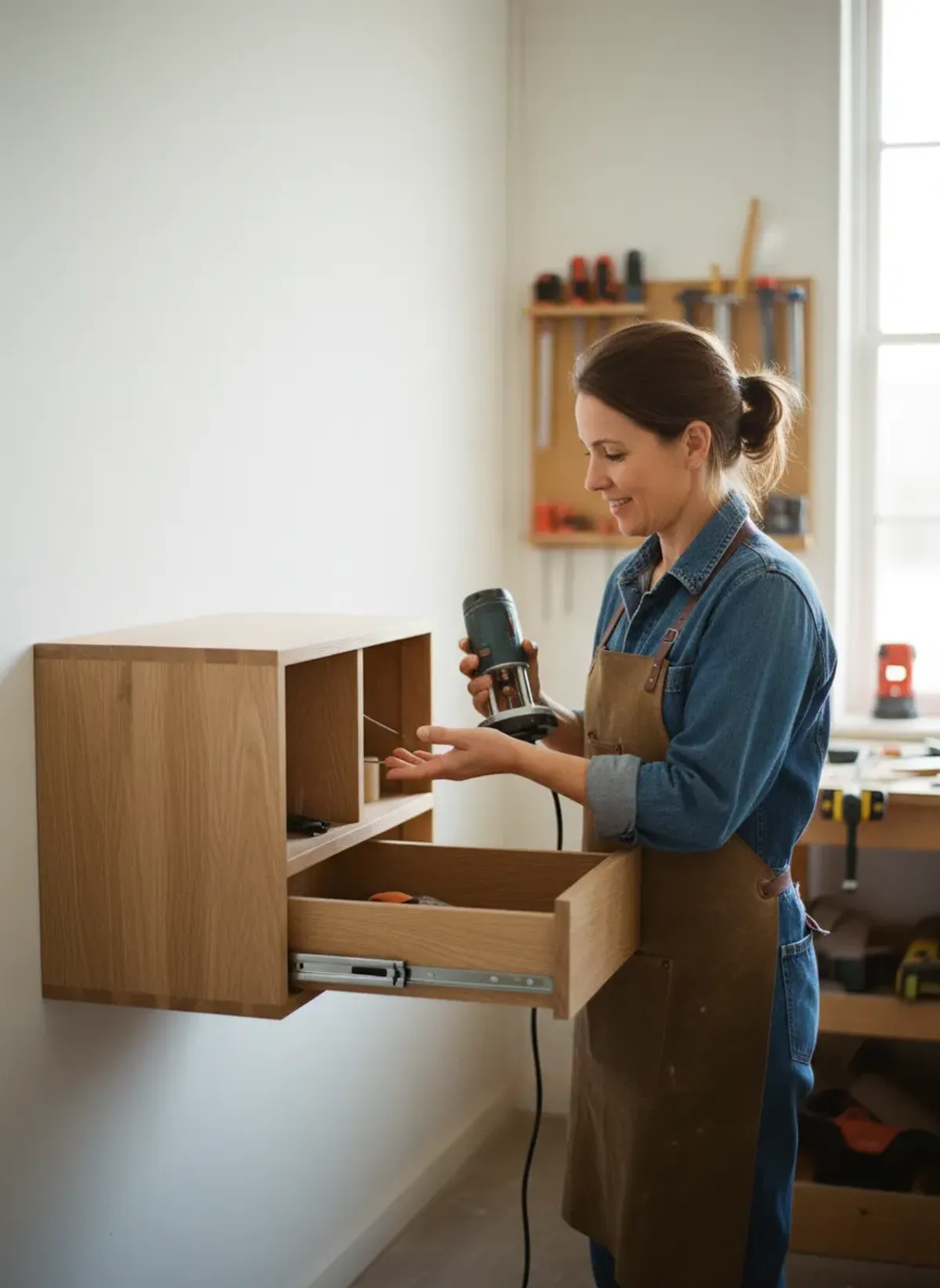 How to Build a Custom Floating Entryway Console with Hidden Organization