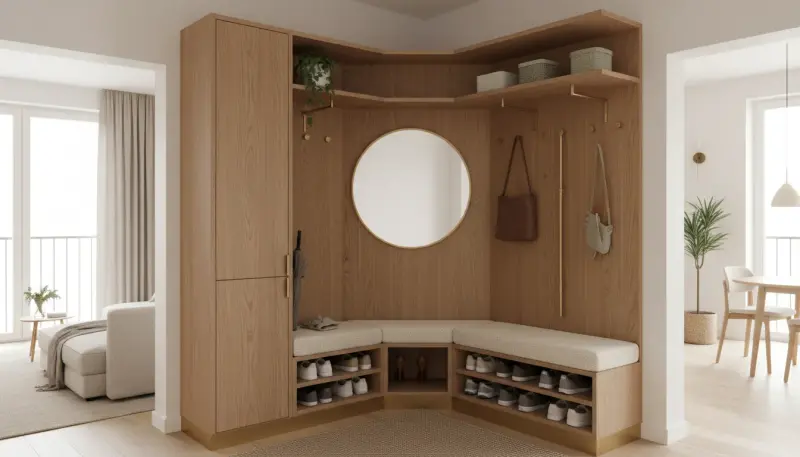 Corner Entryway Storage Solutions