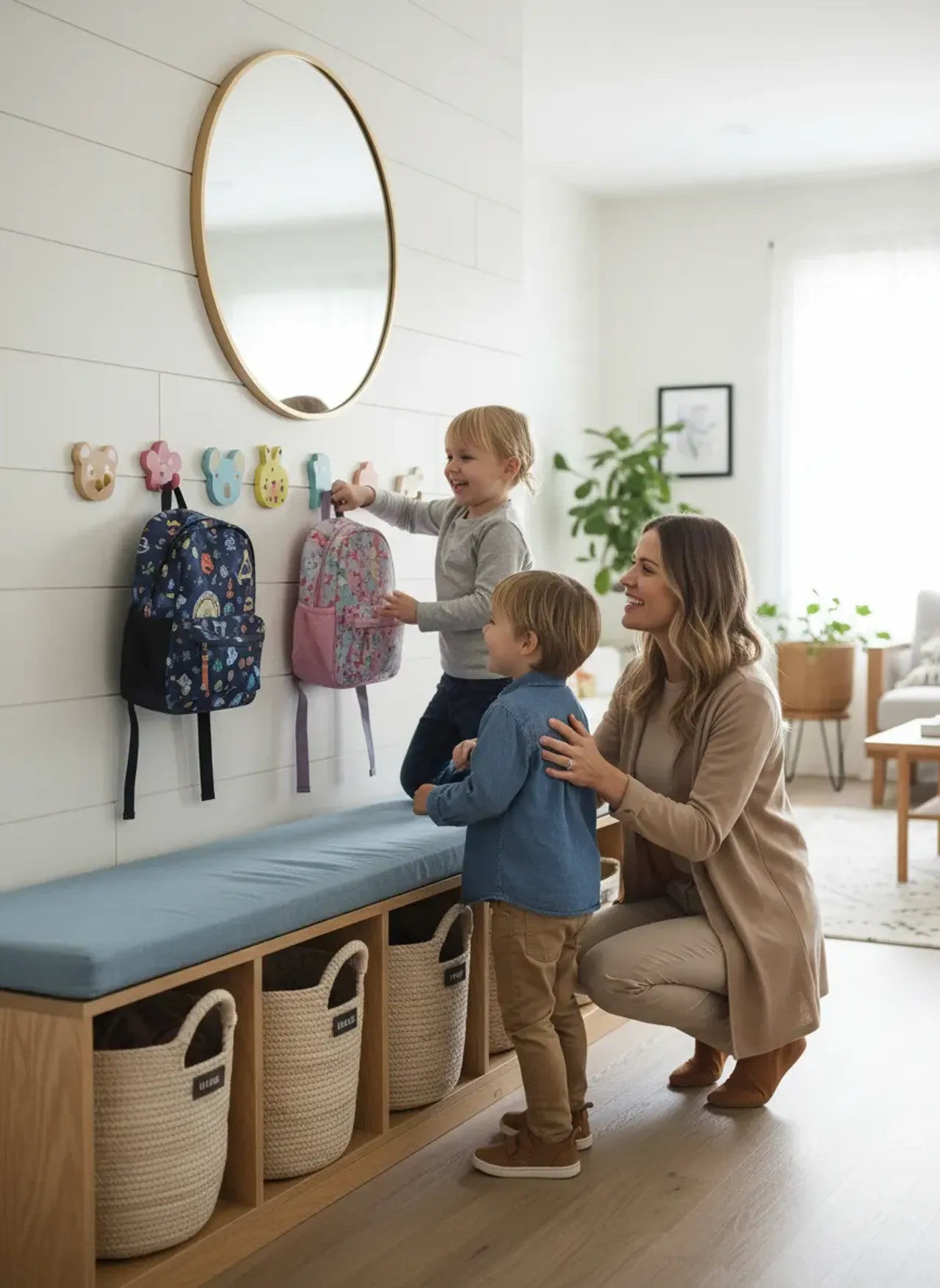 Professional SEO visualization for Designing Kid-Friendly Entryway Organization: Height, Accessibility, and Durability