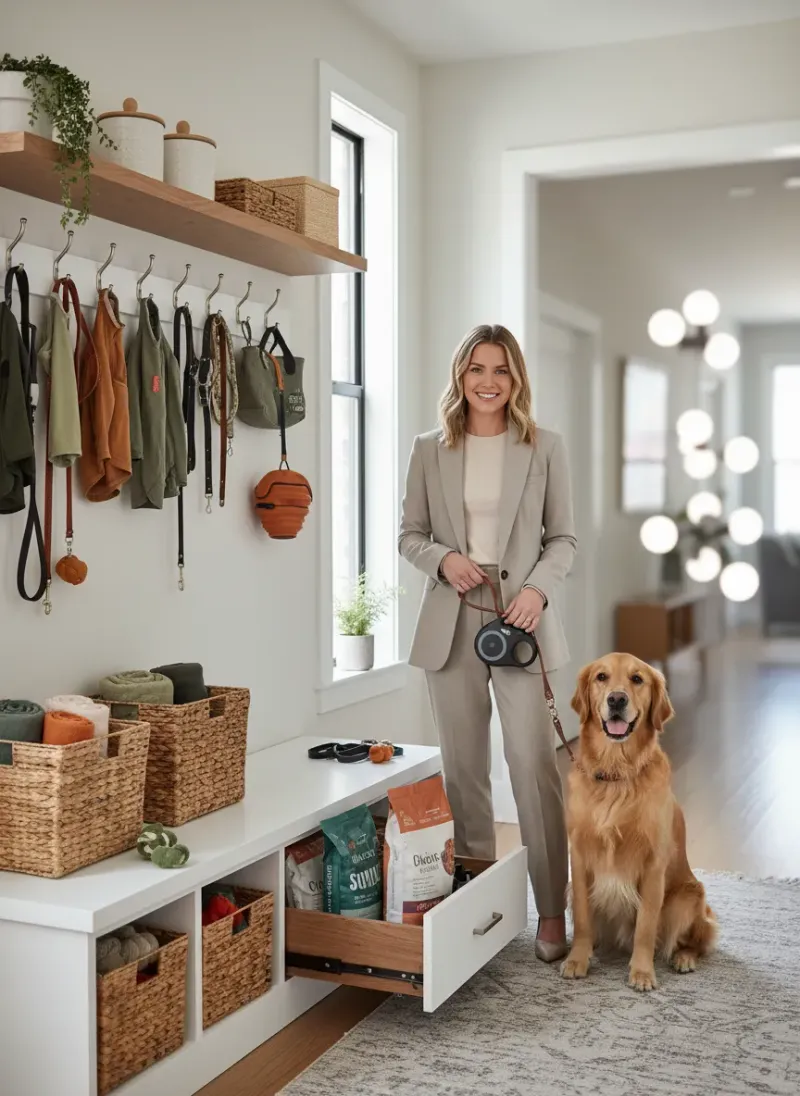 Professional SEO visualization for Integrating Pet Gear Storage into Your Built-In Entryway Organization