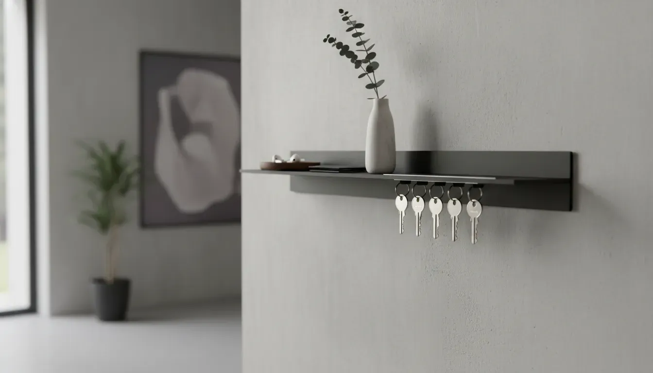 Modern magnetic entryway organizer with floating keys and sleek design