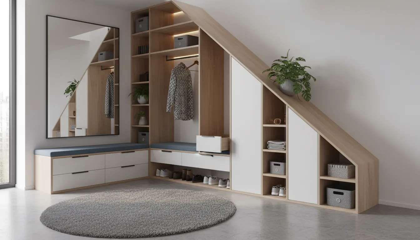 Maximizing Entryway Storage Under the Stairs in Apartment...