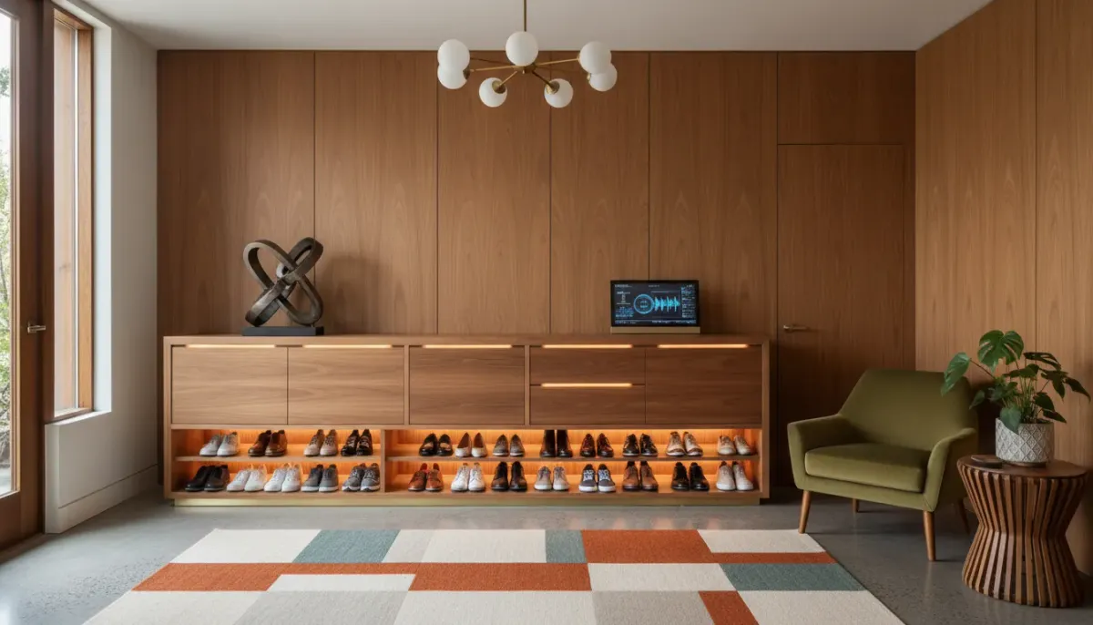 Mid-Century Modern Smart Shoe Storage Solutions for Designer Entryways