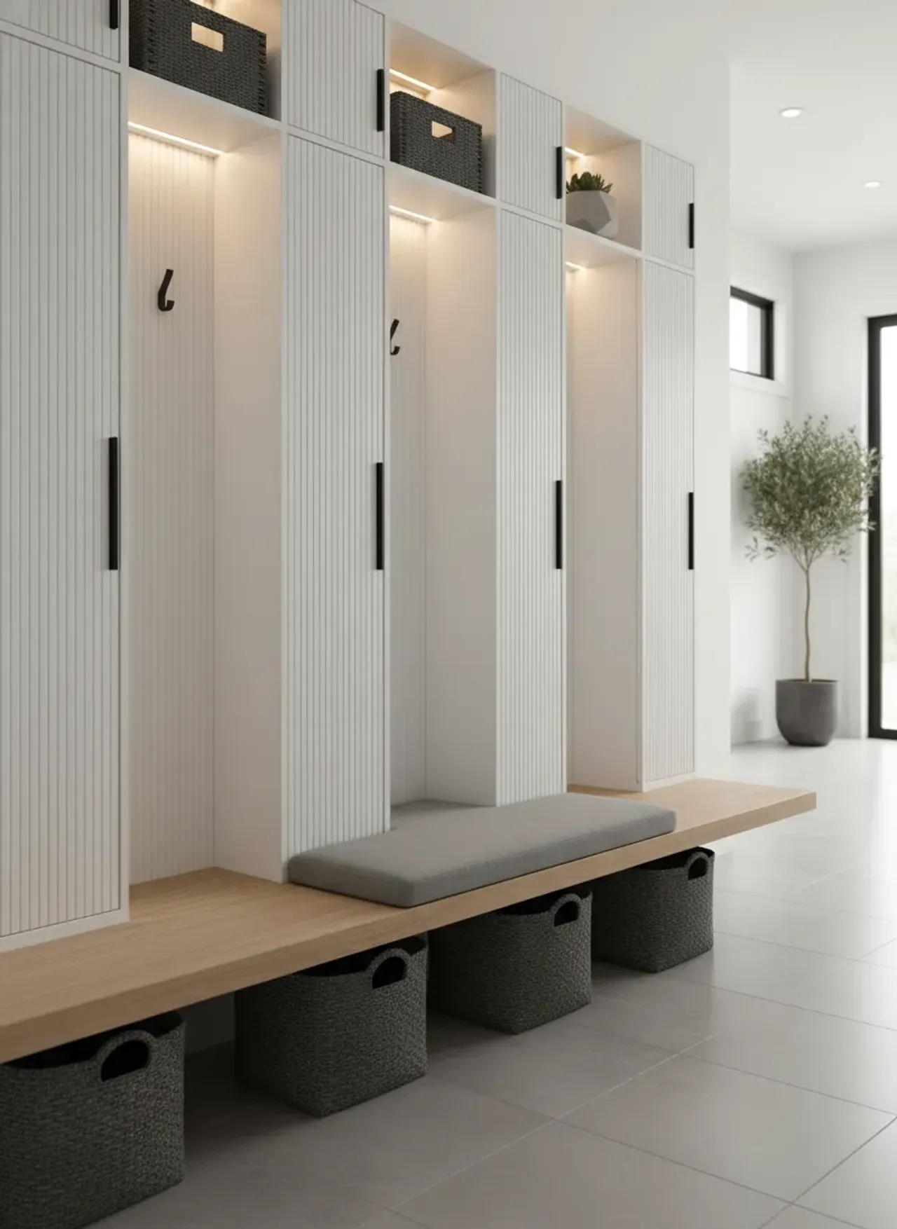 Professional SEO visualization for Modern Mudroom Storage: Trending Bench and Locker Designs for 2026