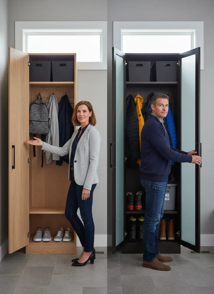 Comparing shallow vs deep mudroom lockers