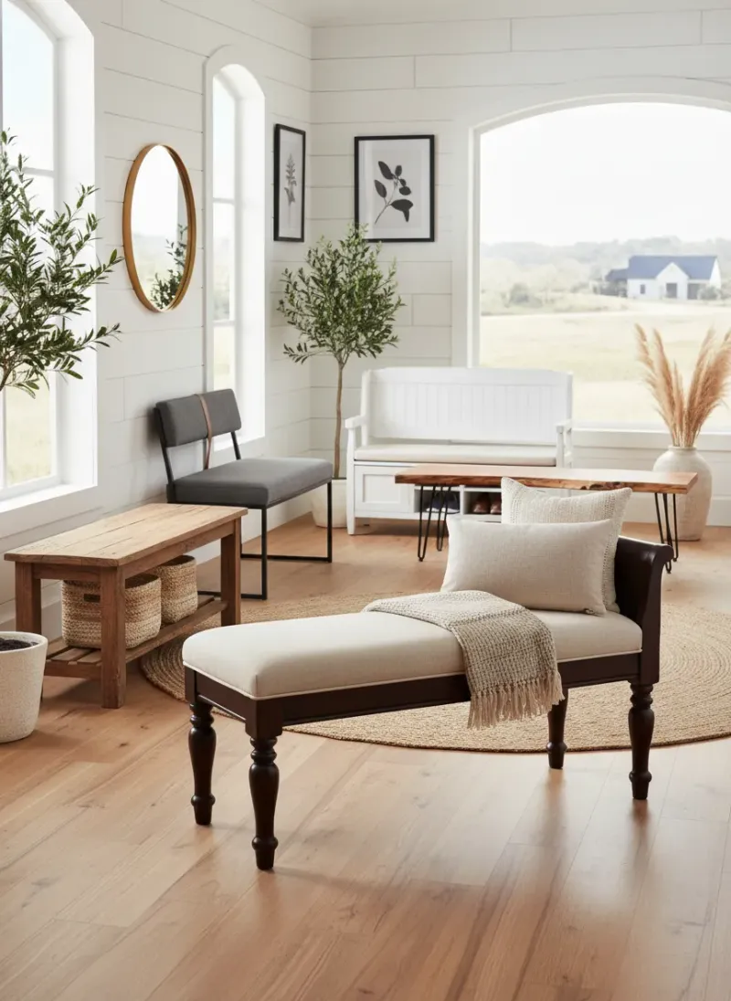 Professional SEO visualization for From Rustic to Refined: 5 Farmhouse Entryway Benches Defining the 2026 Market