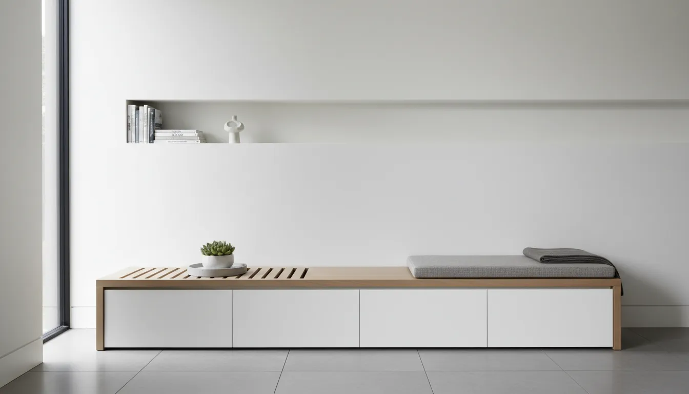 Sleek & Minimalist Entryway Benches With Storage for Cont...