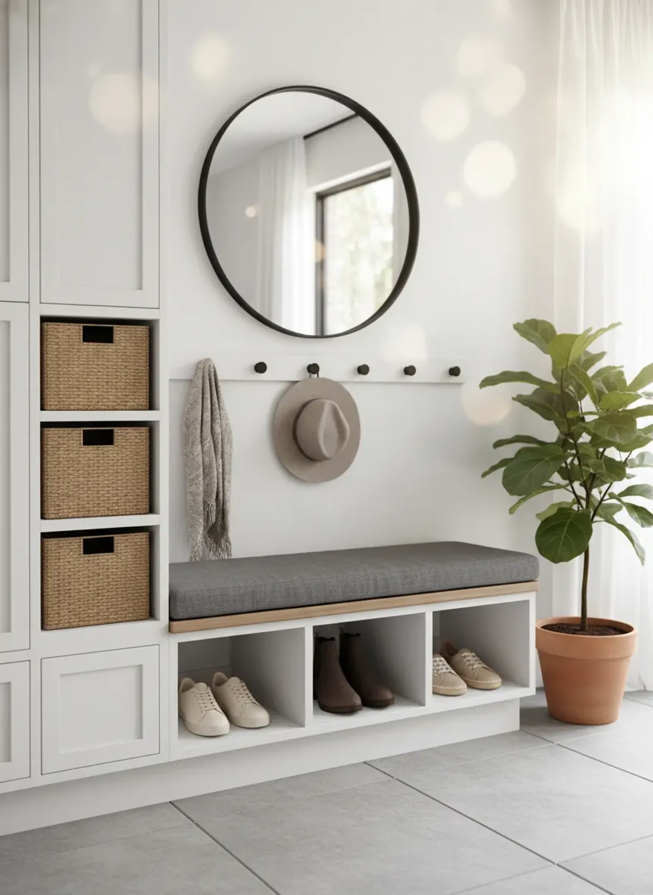 Professional SEO visualization for Small Entryway Ideas: Best Mudroom Benches with Built-in Shoe Racks