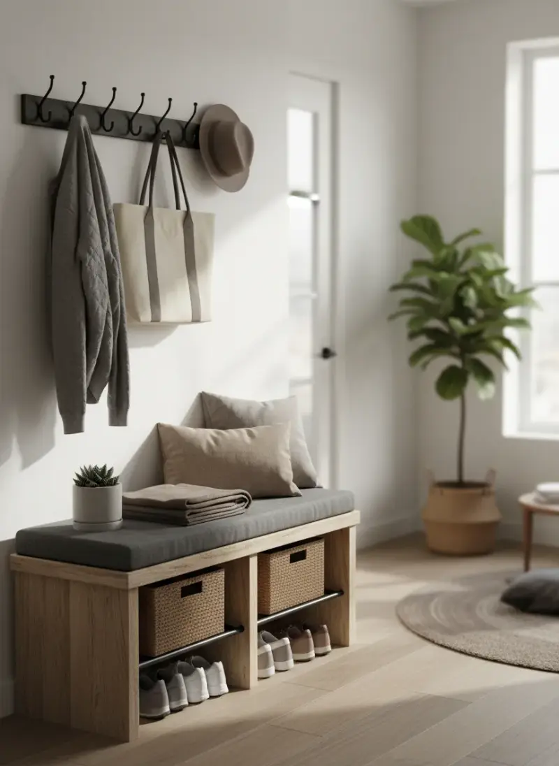 Space-Saving Small Mudroom Benches