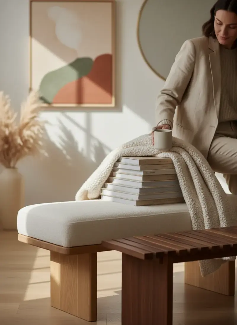 Warm Minimalism: Why Boucle and Solid Wood Benches are th...